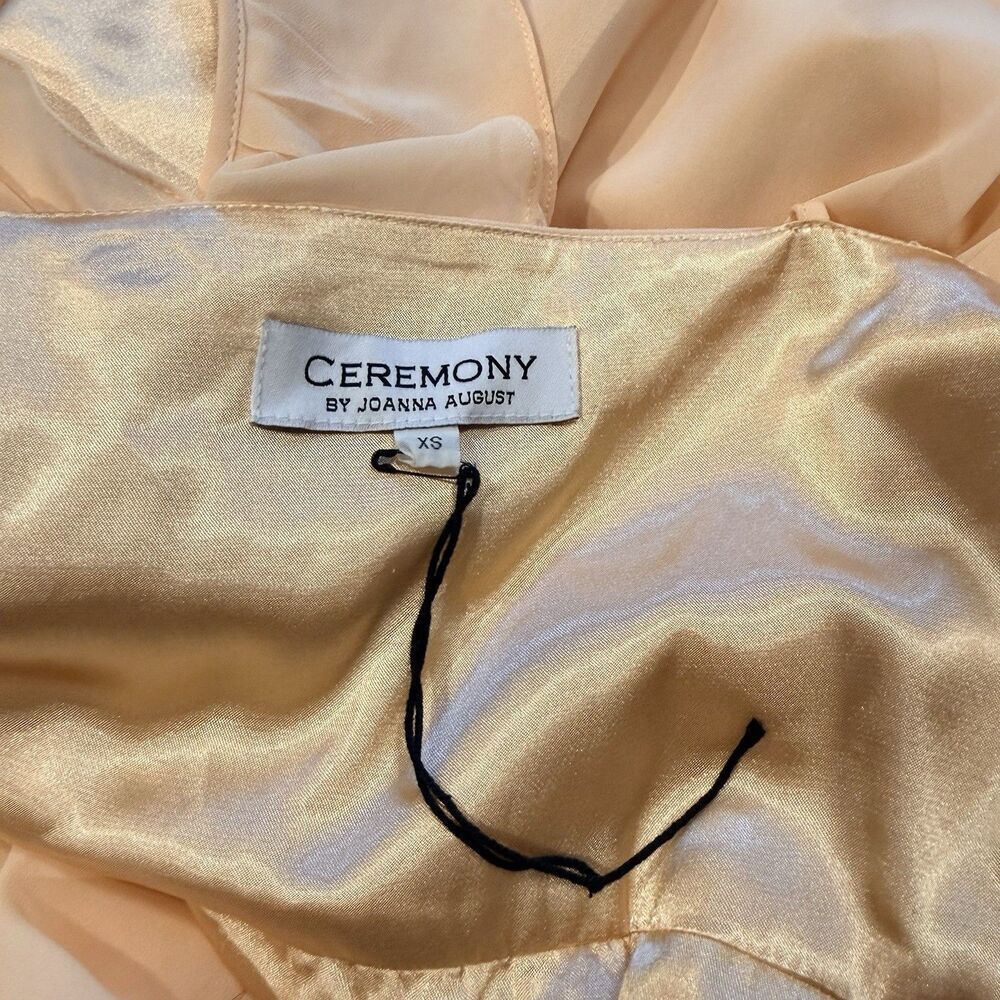 Ceremony by Joanna August Lacy Ruffle Trim Wrap Chiffon Gown Dress Size XS - Picture 13 of 13